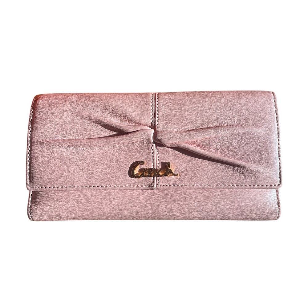 Pink Coach Soho Pleated Ashley leather tri-fold envelope wallet